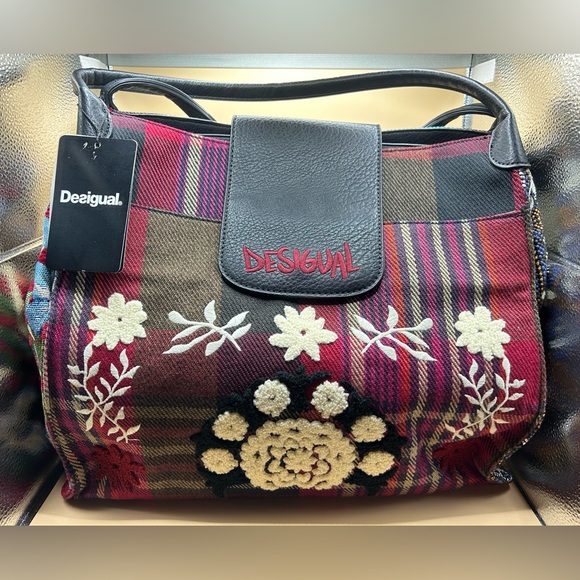 NWT Desigual Rotterdam Tartan Bag Convertible Tote/Shoulder Bag - Picture 4 of 10